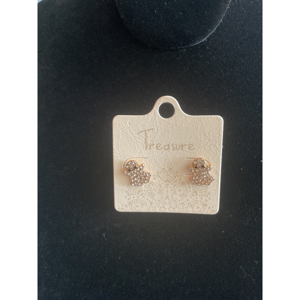 Gold‎ Ghost Earrings Rhinestone Halloween Stud Earrings Costume Jewelry
